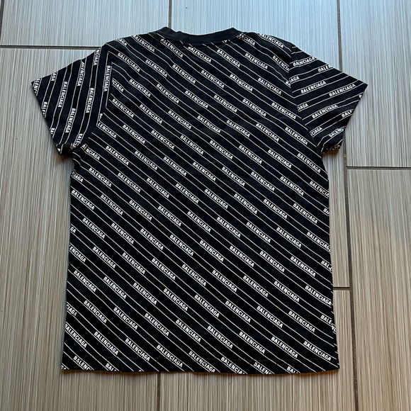 balenciaga black cotton diagonal monogram t-shirt size S - Picture 4 of 7